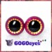 1 Pair Fuschia and Gold Hand Painted Safety Eyes Plastic eyes